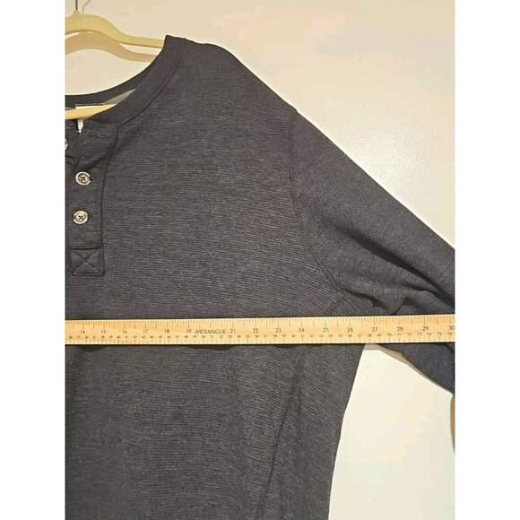 Eddie Bauer Thermal Henley Shirt Mens 2XL Gray Waffle Knit Top Long Sleeve Comfy - Picture 5 of 9